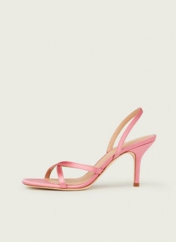 L.K. BENNETT NOON PINK SATIN FORMAL SANDALS ~ strappy slingback heels