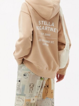 STELLA MCCARTNEY Old Bond Street-print cotton hooded sweatshirt ~ pale pink pullover slogan hoodies