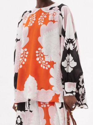 VALENTINO Arazzo-print silk crepe de chine trapeze blouse | floaty vintage style blouses | retro tops - flipped