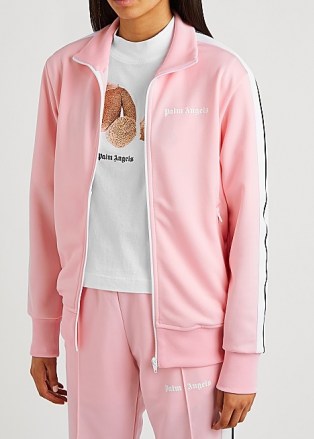 PALM ANGELS Pink striped jersey track jacket ~ logo sports jackets
