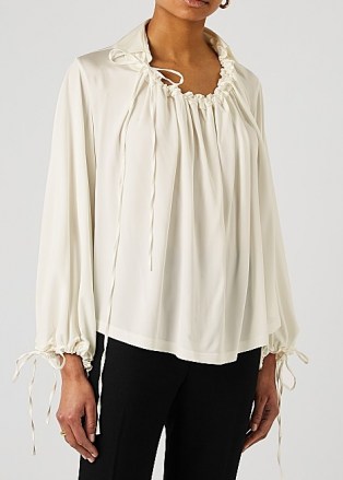 PALMER//HARDING First Moment ivory stretch-jersey blouse ~ romantic blouses - flipped