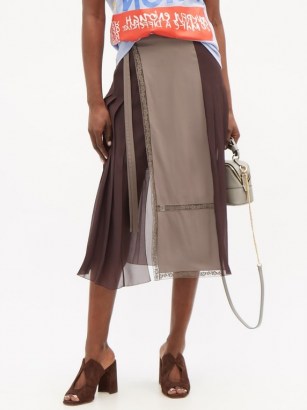 CHLOÉ Panelled lace-trimmed crepe de Chine wrap skirt ~ floaty sheer skirts - flipped