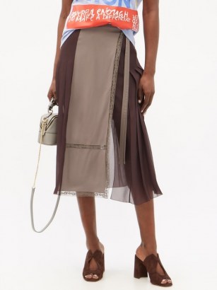 CHLOÉ Panelled lace-trimmed crepe de Chine wrap skirt ~ floaty sheer skirts
