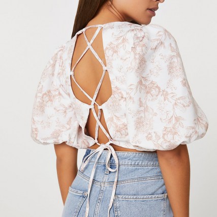 River Island Pink cross back crop top | strappy detail tops - flipped