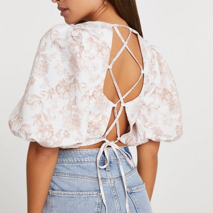River Island Pink cross back crop top | strappy detail tops