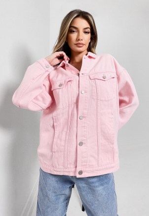 MISSGUIDED pink oversized denim jacket ~ girly classic style jackets - flipped