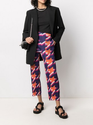 Pleats Please Issey Miyake pleated houndstooth trousers / cropped checked pants / contemporary checks