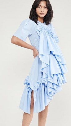 Preen By Thornton Bregazzi Emi Dress in blue / ruffled asymmetric dresses - flipped