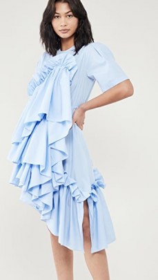 Preen By Thornton Bregazzi Emi Dress in blue / ruffled asymmetric dresses