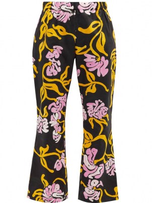 MARNI Flared tropical-print cotton-poplin trousers ~ retro floral pants - flipped