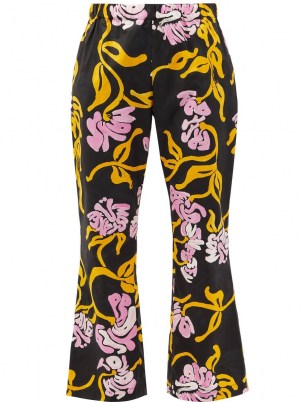 MARNI Flared tropical-print cotton-poplin trousers ~ retro floral pants