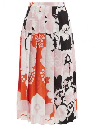 VALENTINO Pleated Arrazo-print silk-crepe midi skirt | floaty printed skirts