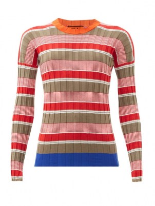 COLVILLE Striped cotton-blend ribbed sweater | slim fit sweaters - flipped