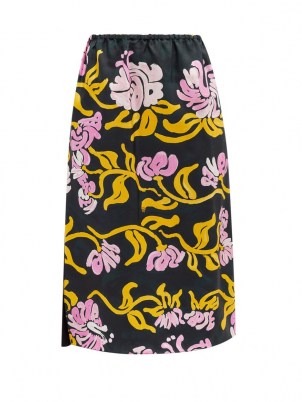 MARNI Tropical-print silk-twill midi skirt / floral skirts / bold florals - flipped