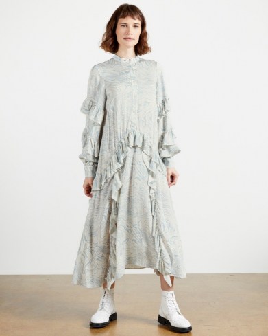 TED BAKER AFISI Printed midi dress ~ floaty frill trimmed dresses