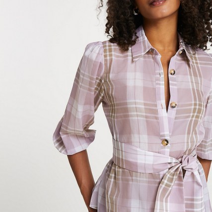 RIVER ISLAND Purple belted check shirt