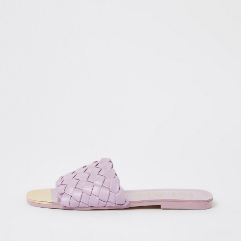 River Island Purple woven flat sandal | summer slides - flipped