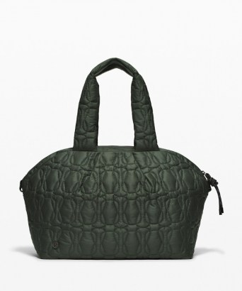 lululemon Quilted Embrace Tote Smoked Spruce ~ dark green sports bags - flipped