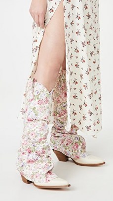 R13 Mid Cowboy Sleeve Boots ~ floral print denim overlay - flipped