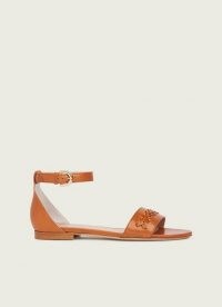 L.K. BENNETT REBECCA TAN SMOOTH CALF LEATHER FLAT SANDALS ~ brown ankle strap flats