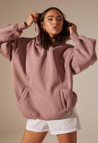 MISSGUIDED re_styld mauve pocket oversized hoodie ~ women’s sustainable pullover hoodies - flipped