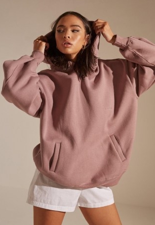 MISSGUIDED re_styld mauve pocket oversized hoodie ~ women’s sustainable pullover hoodies