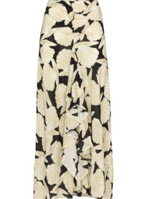 Rixo seashell-print midi skirt | front ruffle skirts