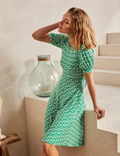 BODEN Roberta Jersey Dress / green floral dresses