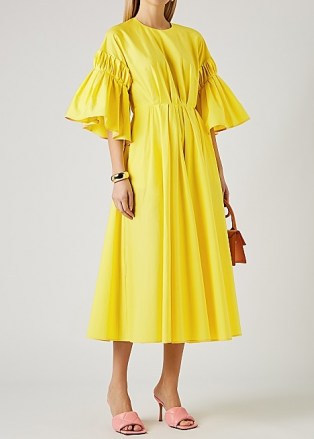 ROKSANDA Iosefina yellow flared poplin midi dress ~ romantic style occasionwear ~ spring occasion dresses - flipped
