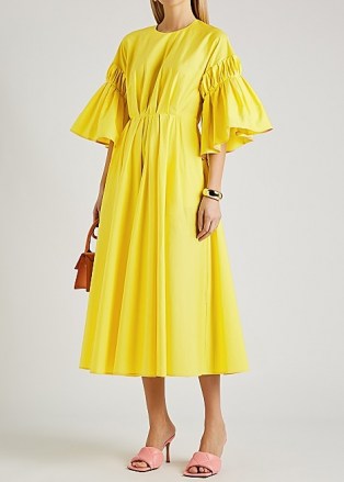 ROKSANDA Iosefina yellow flared poplin midi dress ~ romantic style occasionwear ~ spring occasion dresses