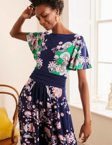 BODEN Rosemary Jersey Midi Dress Navy, Enchanted Garden / floral full skirt dresses