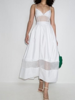 Rosie Assoulin tulle panel dress ~ semi-sheer spaghetti strap fit and flare dresses