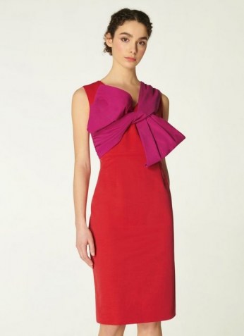 L.K. BENNETT SABELLA RED & PINK BOW SHIFT DRESS ~ sleeveless occasion dresses