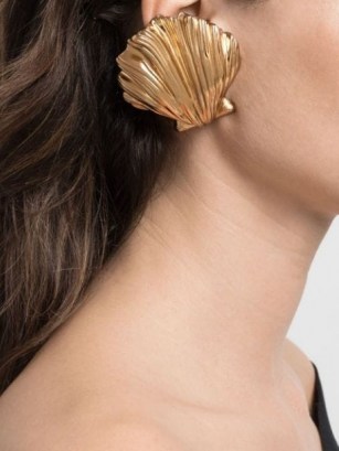 Saint Laurent oversize shell earrings / statement jewellery - flipped