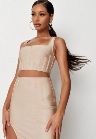 MISSGUIDED sand bandage corset detail crop top - flipped