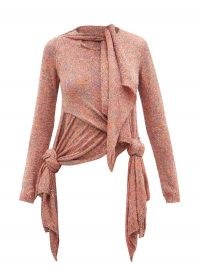 LOEWE Scarf-neck knotted sequinned sweater ~ pink asymmetric sweaters
