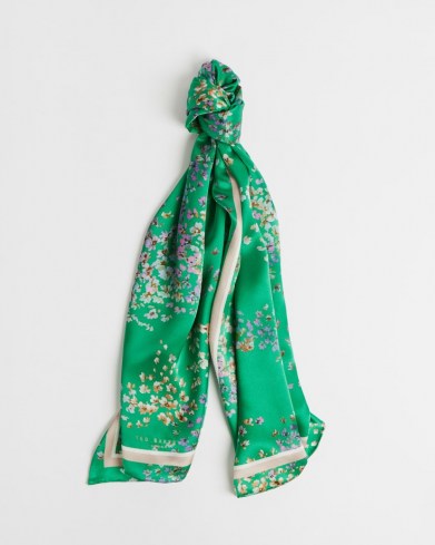TED BAKER SABREEN Serendipity long silk scarf / green floral scarves
