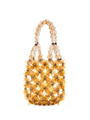 Simone Rocha mini beaded flower bucket bag / small amber acrylic flotal bags - flipped