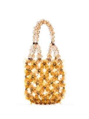 Simone Rocha mini beaded flower bucket bag / small amber acrylic flotal bags