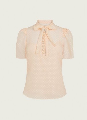 L.K. BENNETT SINA CREAM SILK-COTTON BLOUSE ~ feminine vintage style blouses - flipped