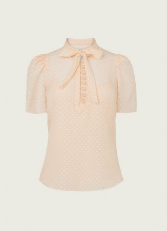 L.K. BENNETT SINA CREAM SILK-COTTON BLOUSE ~ feminine vintage style blouses