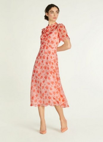 L.K. BENNETT SINA SWEET WILLIAM PRINT SILK-BLEND MIDI DRESS ~ floral vintage style dresses - flipped