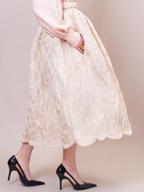sister jane DREAM Honeyed Jacquard Midi Skirt ~ full scalloped-hem skirts