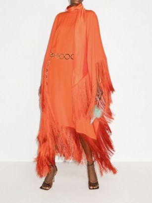 Taller Marmo Mrs Ross fringed kaftan dress ~ glamorous orange occasion dresses - flipped