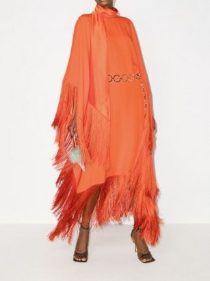 Taller Marmo Mrs Ross fringed kaftan dress ~ glamorous orange occasion dresses