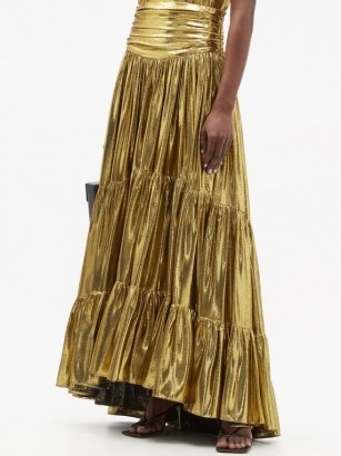 ALEXANDRE VAUTHIER Tiered silk-blend lamé skirt ~ metallic-gold skirts - flipped