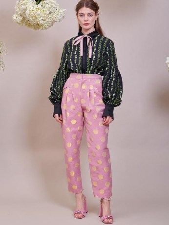 sister jane Sparkle Seed Jacquard Trousers Candy Pink and Gold - flipped