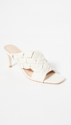 Ulla Johnson Egypt Heels – white woven leather mules - flipped