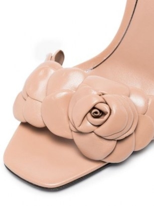 Valentino Garavani Atelier 03 Rose Edition 100mm leather sandals / pink floral barely there heels - flipped