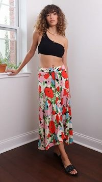 Velvet Swan Skirt in posey print / bright summer floral skirts